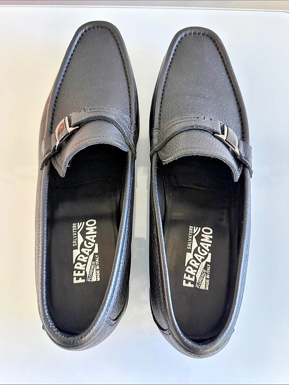 Salvatore Ferragamo Black Buckle Loafers US 12